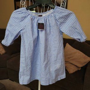 NWT Kids Club sz 10 girls blue / white gingham check shirt